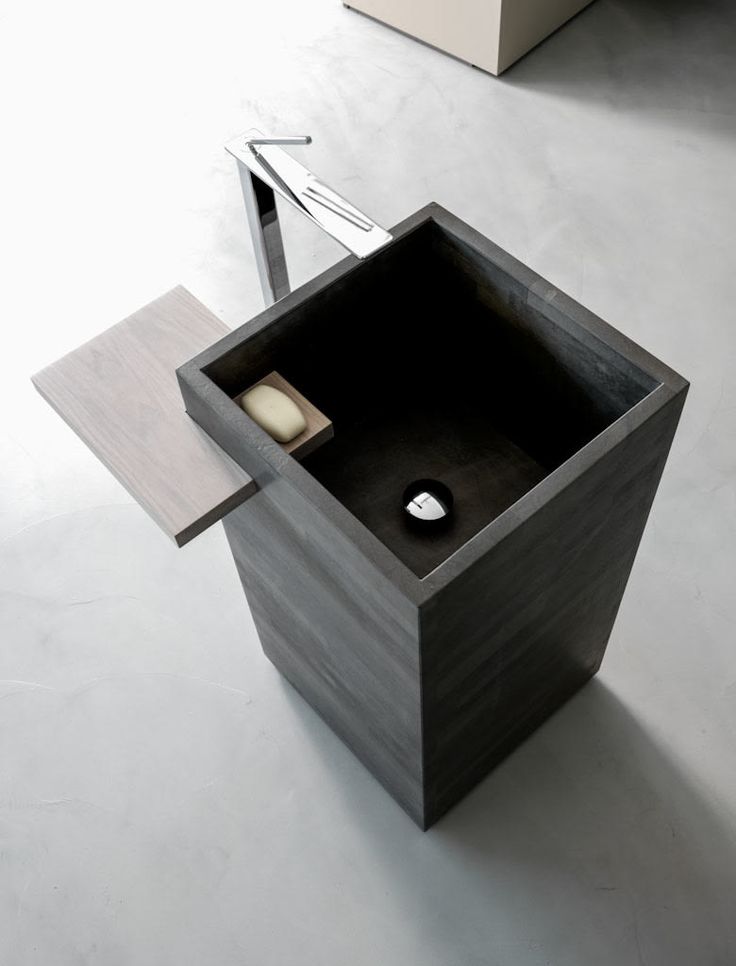 Dark Stone Basin — Freestanding Pedestal