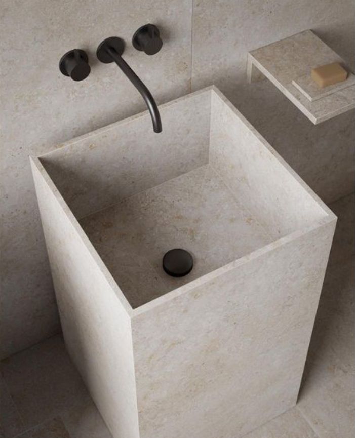 Travertine Basin — Freestanding Pedestal, second view