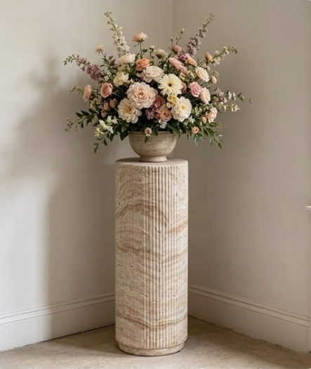 Travertine Basin — Freestanding Pedestal