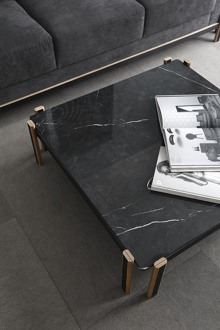 Marble Coffee Table — Carrara & Marquina, second view