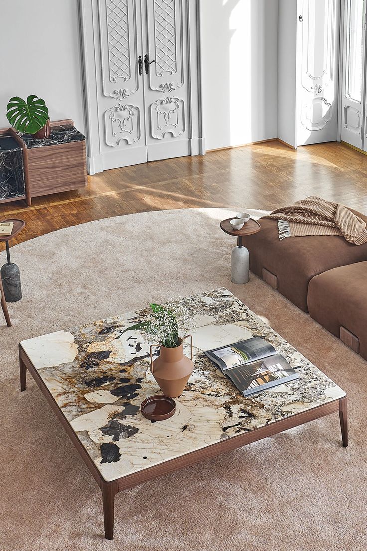 Marble Coffee Table — Carrara & Marquina