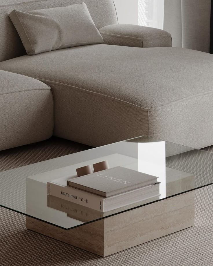 Marble Side Tables — Demilune & Travertine, second view